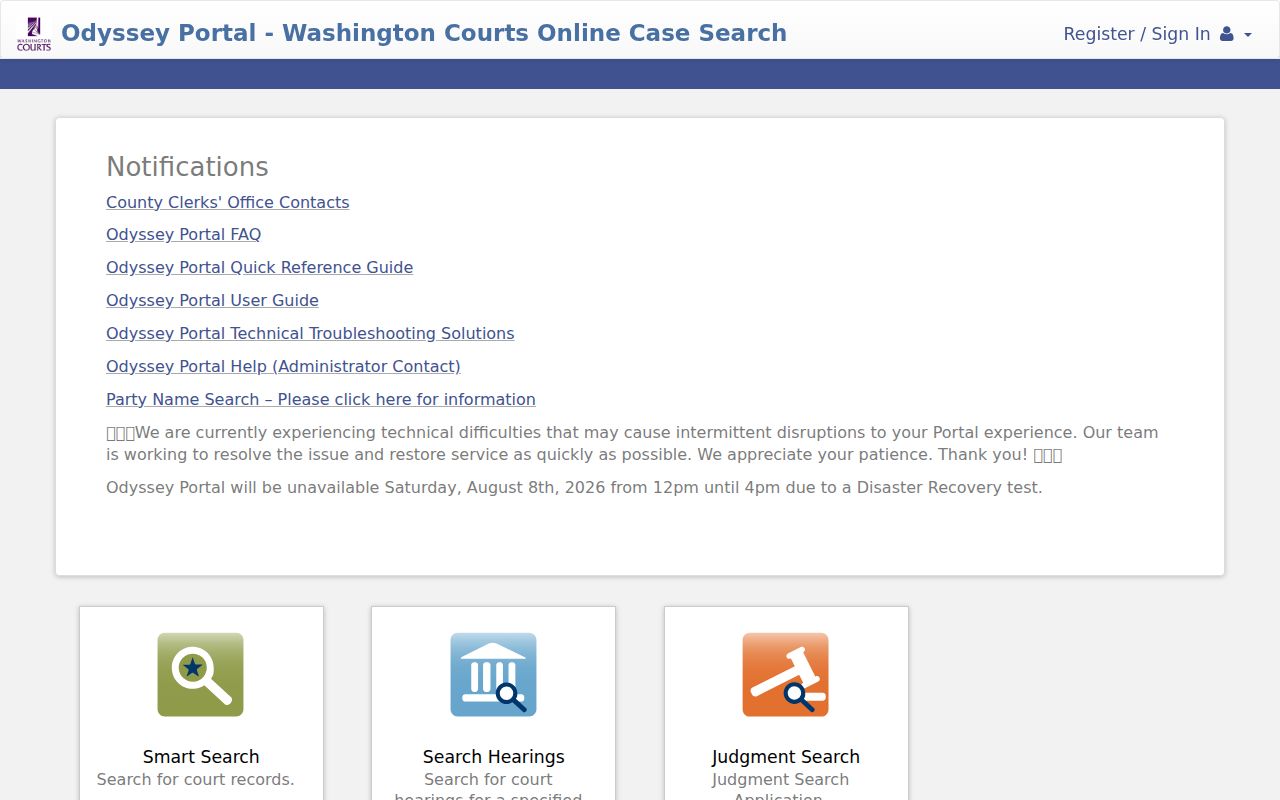 Mill Creek people search in Snohomish Odyssey court portal