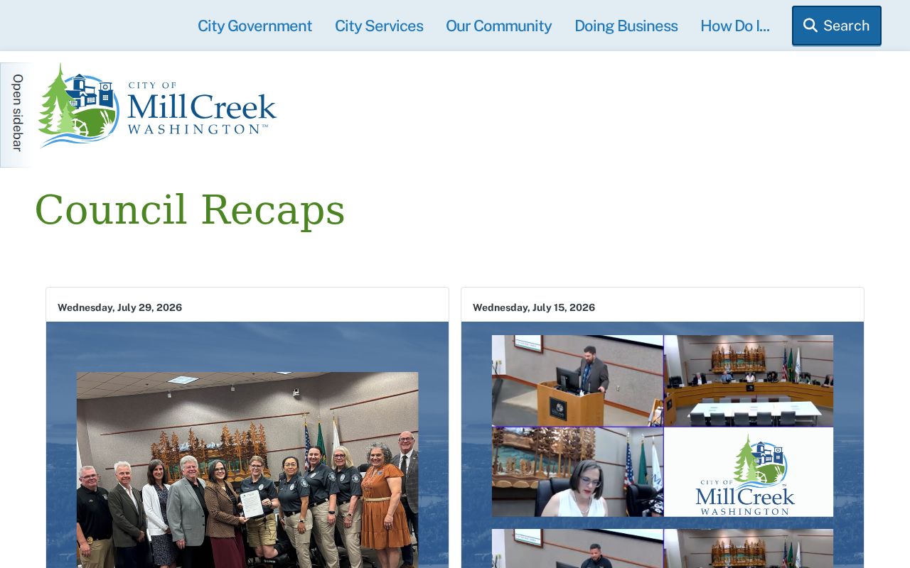 Mill Creek people directories council recap with named officials
