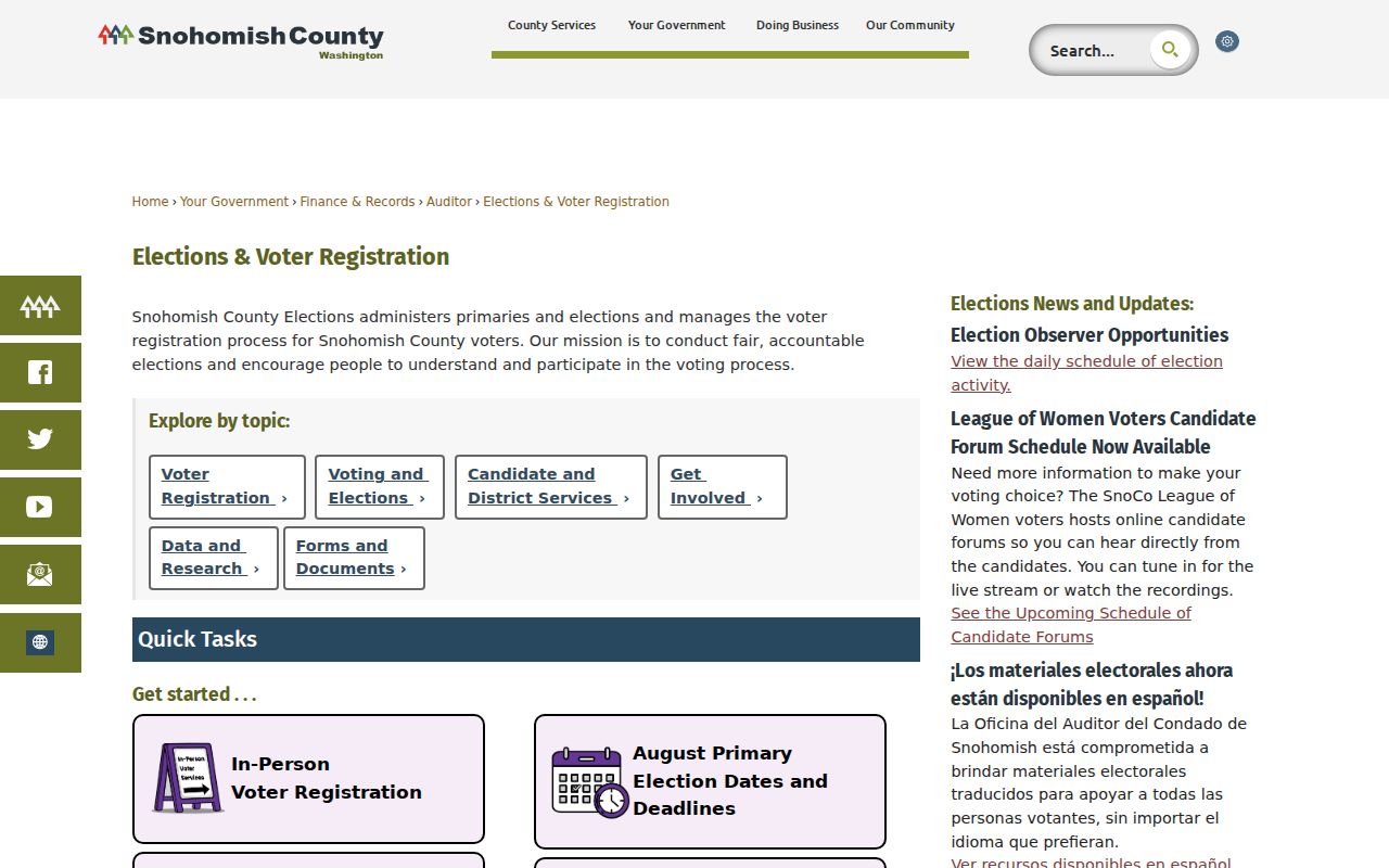 Mill Creek voter records services from Snohomish County Elections
